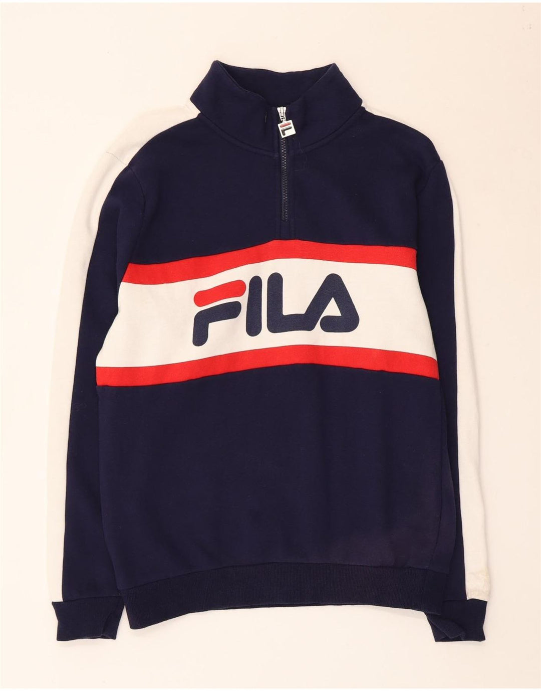 Fila Herre grafisk lynlås-hals sweatshirt lille marineblå farveblok