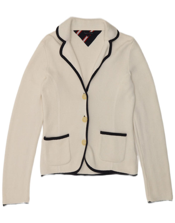 Tommy Hilfiger Dame 3 Button Blazer Jacket UK 8 Small White