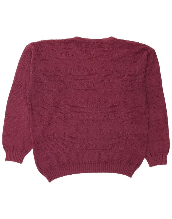 VINTAGE Herre Crew Neck trøje Sweater Large Burgundy