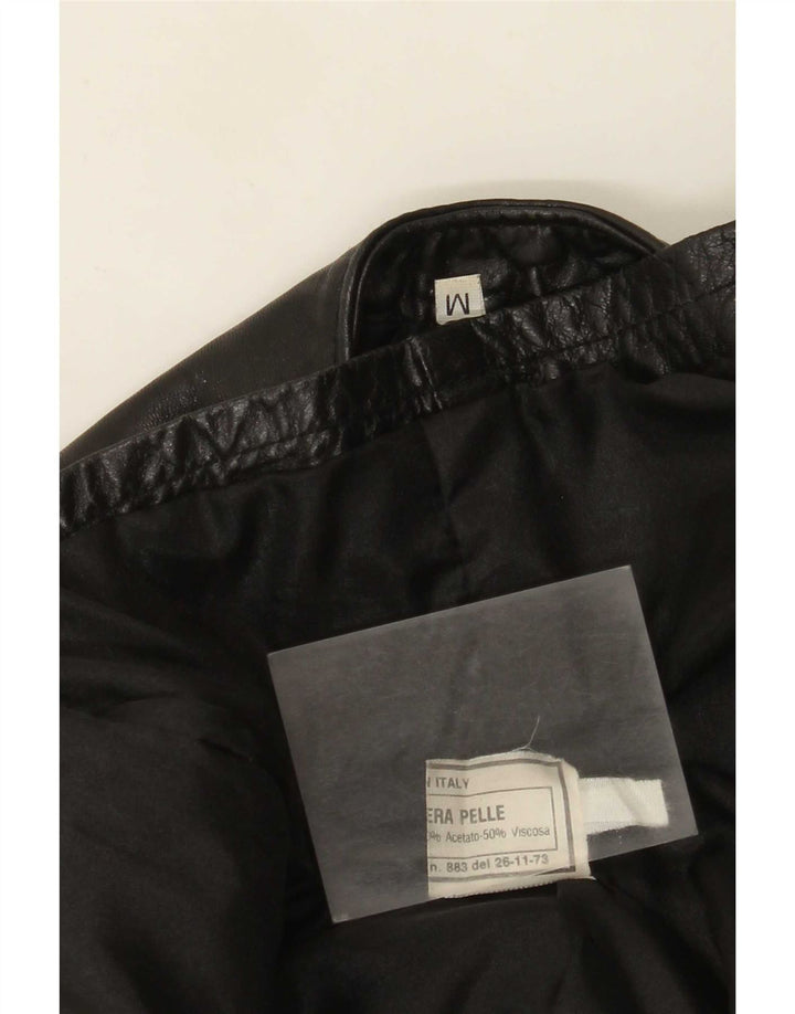Vintage Dame Læder Gilet UK 12 Medium Black