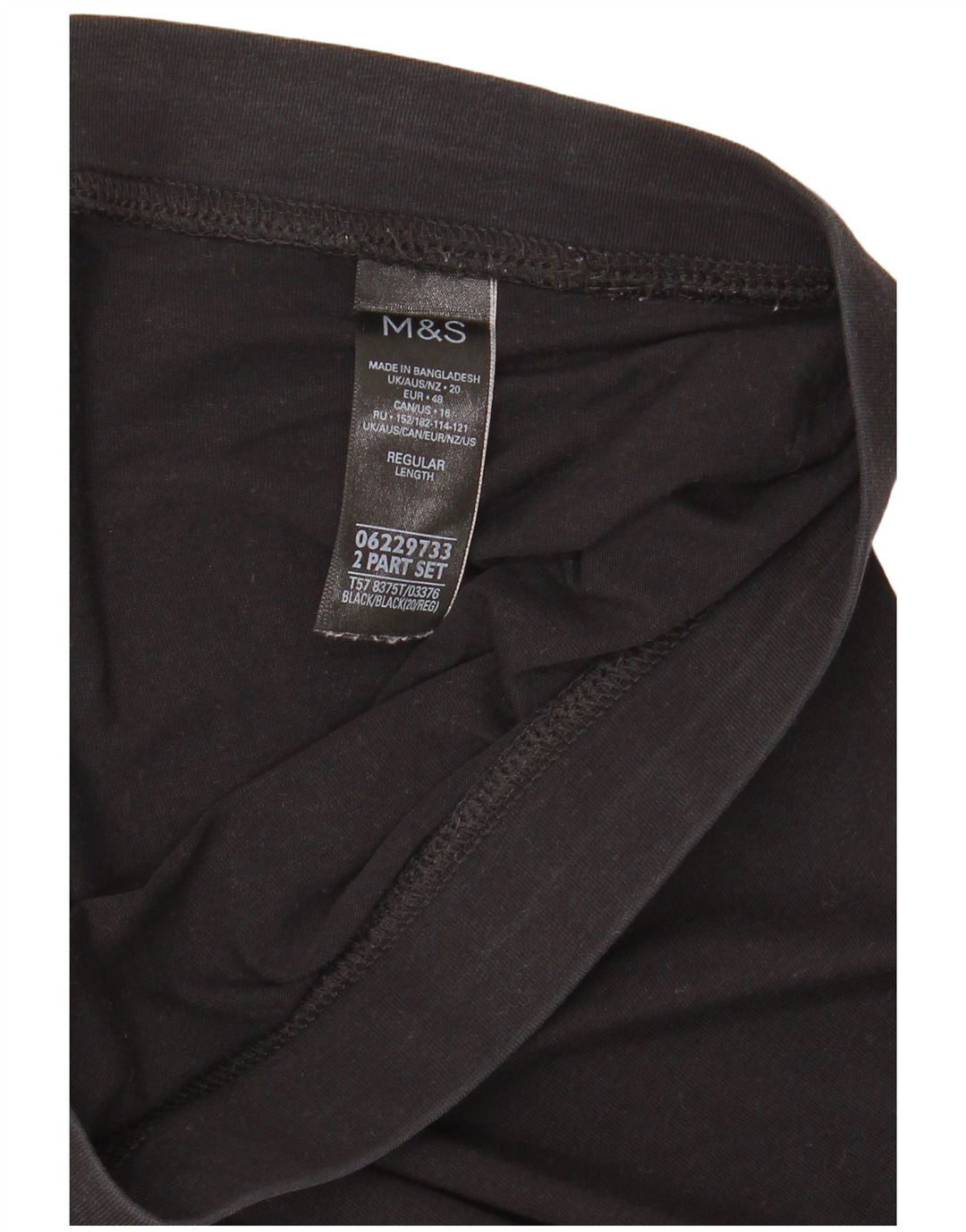Marks & Spencer Dame Leggings UK 20 2XL Sort Bomuld