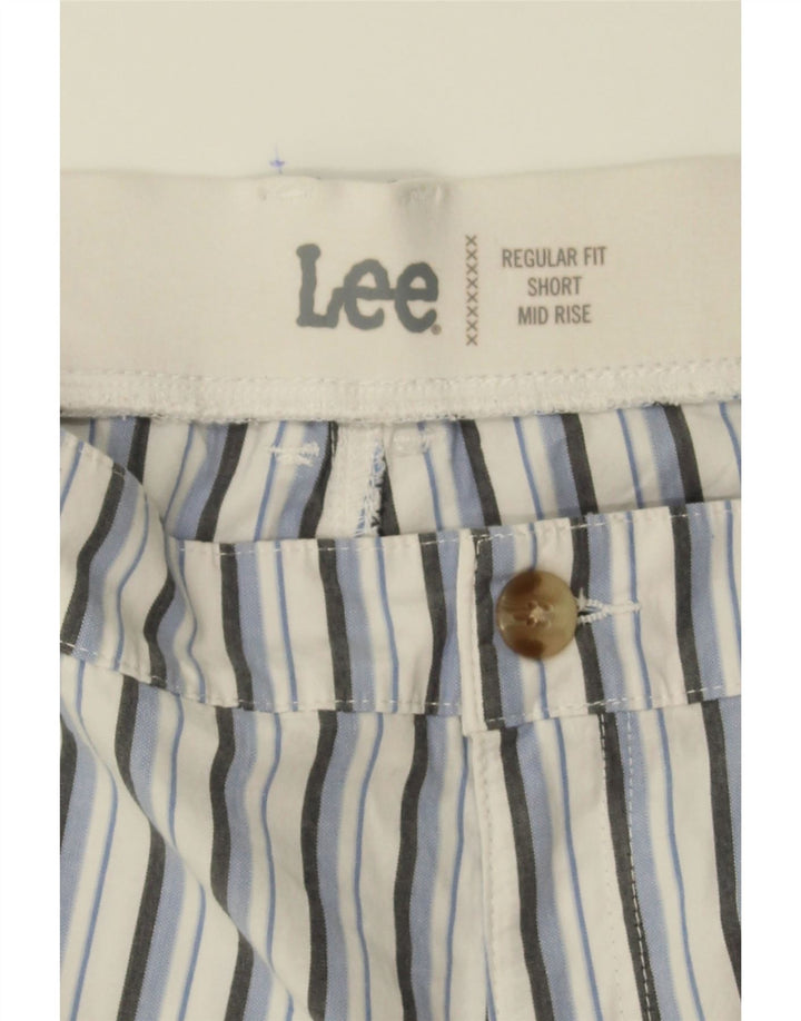 LEE Womens Mid Rise Regular Fit Cargo Shorts US 18 2XL W40  Blue Striped Vintage Lee and Second-Hand Lee from Messina Hembry 