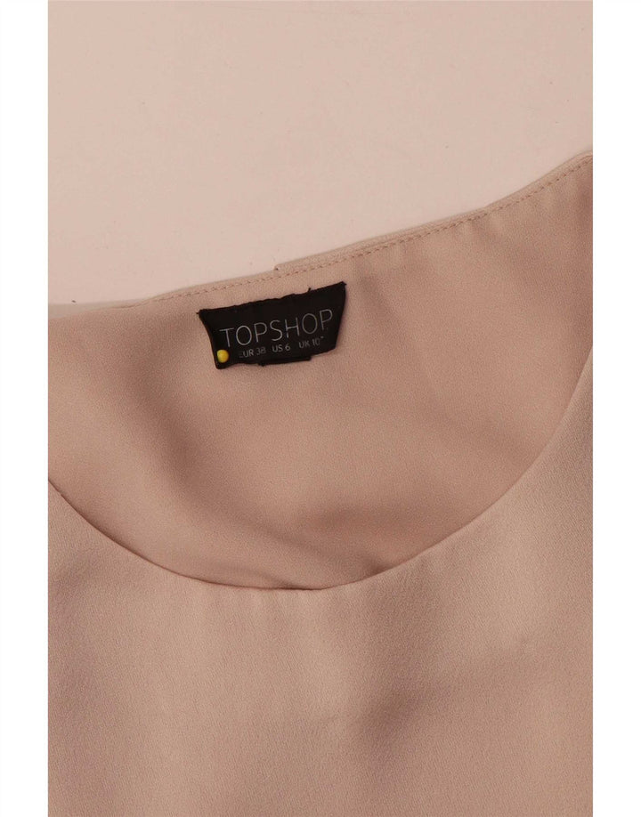 Topshop Dame Oversized Bluse Top UK 10 Small Beige Polyester
