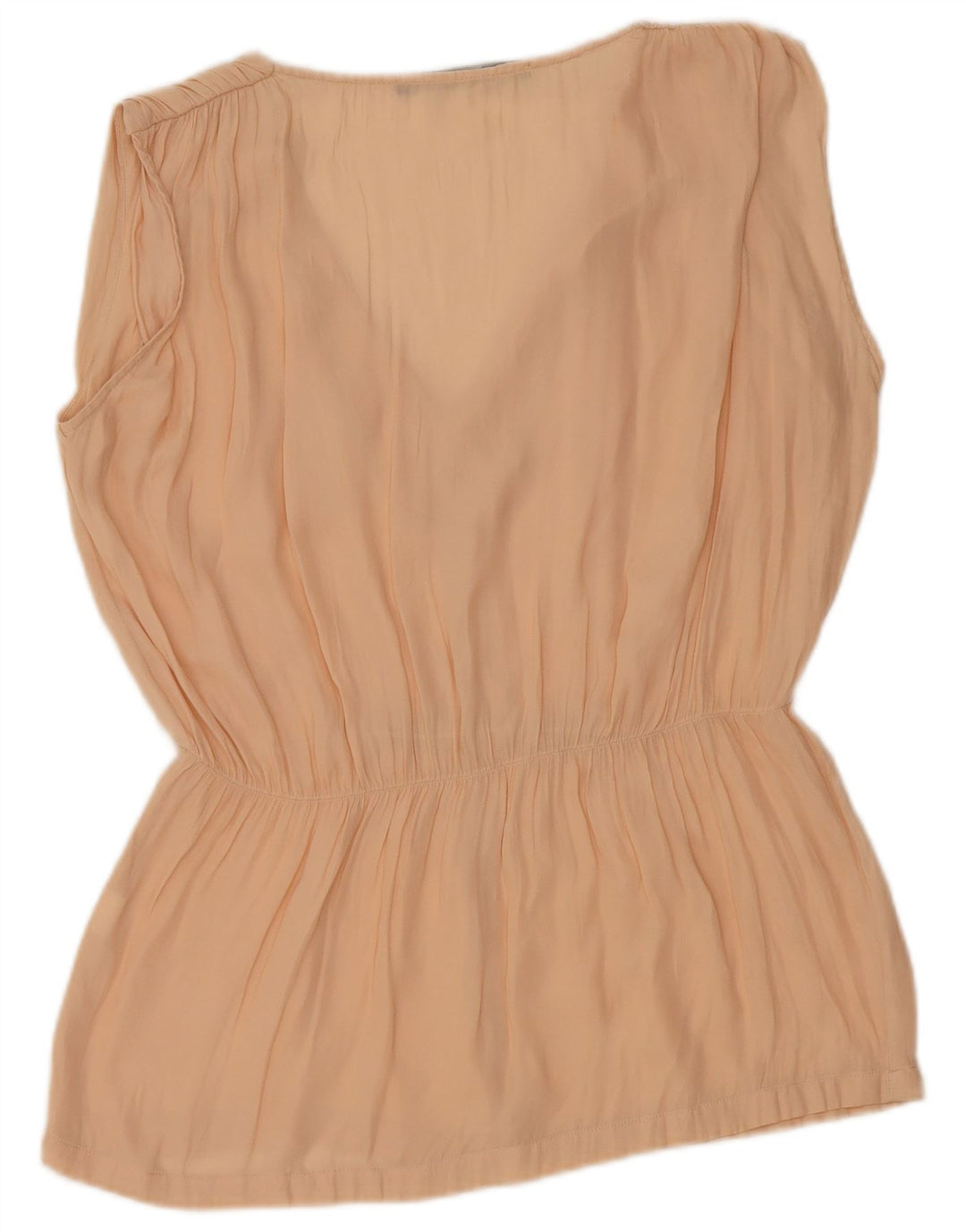 Zara Dame ærmeløs bluse Top UK 14 Medium Beige Polyester
