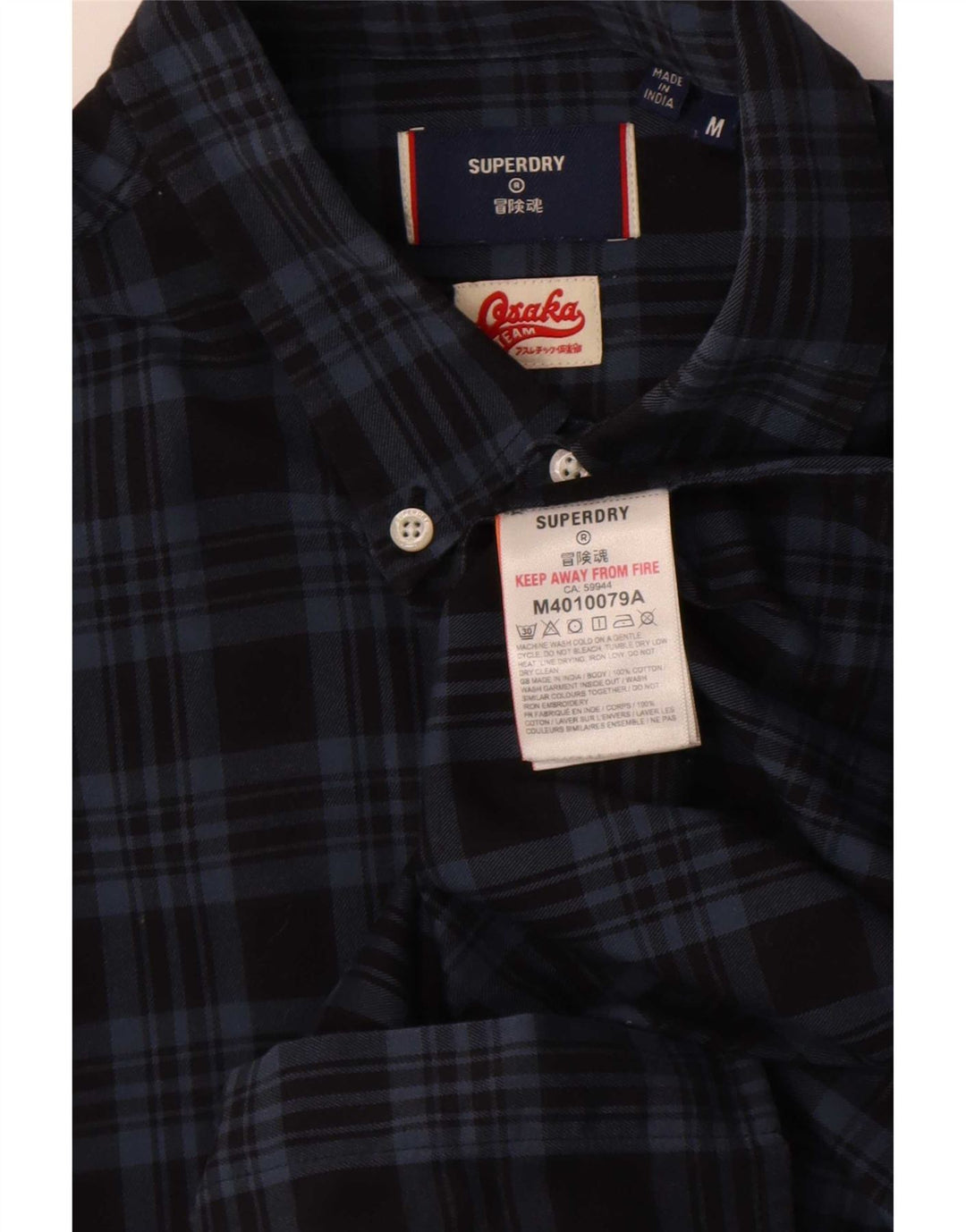 Superdry Flanelskjorte til mænd, medium marineblå ternet bomuld