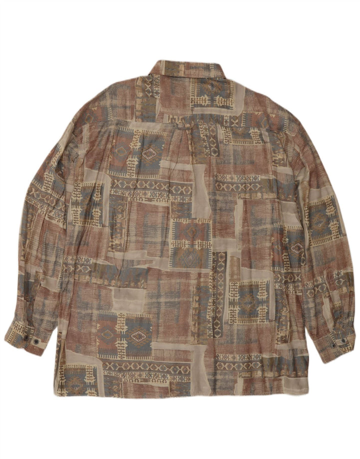 ANGELO LITRICO Herreskjorte str. 43/44 XL Beige Geometric Viscose Aztec