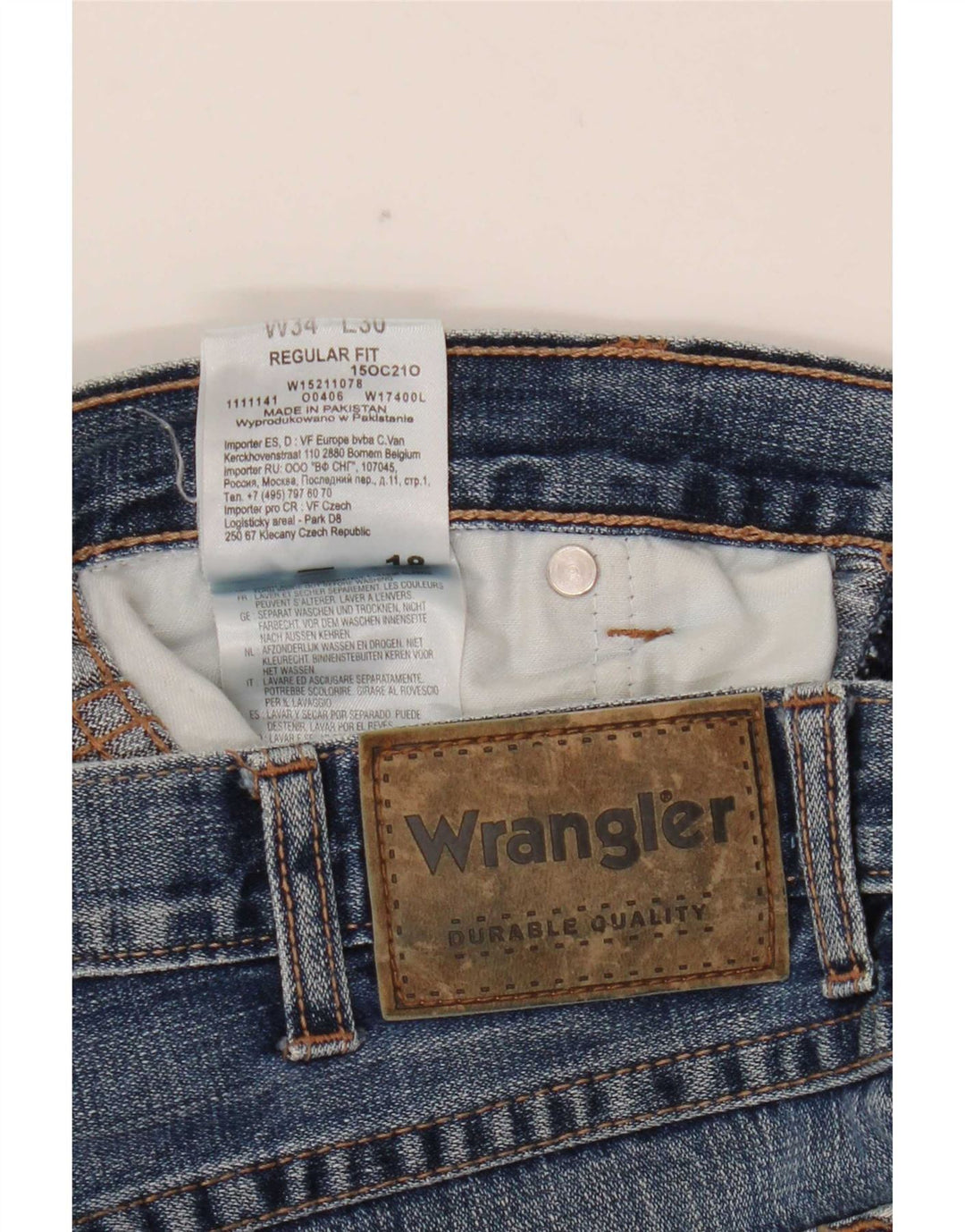 Wrangler Herre Regular Fit Straight Jeans W34 L30 Blå Bomuld
