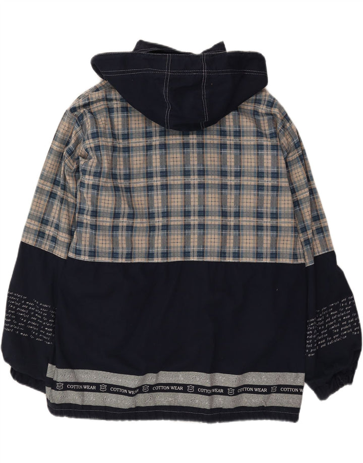 Whisper Herre Grafisk Hooded Windbreaker Jacket UK 40 Large Navy Blue Check