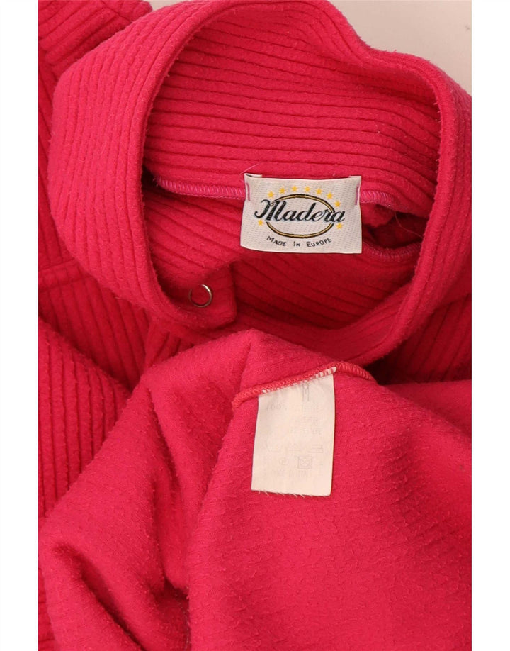 Vintage Dame Oversized grafisk Fleece Jumper UK 14 Medium Pink