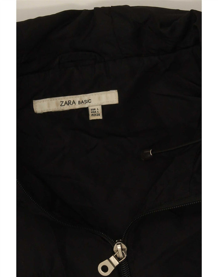 Zara Dame Hooded Utility Jacket UK 14 Large Black