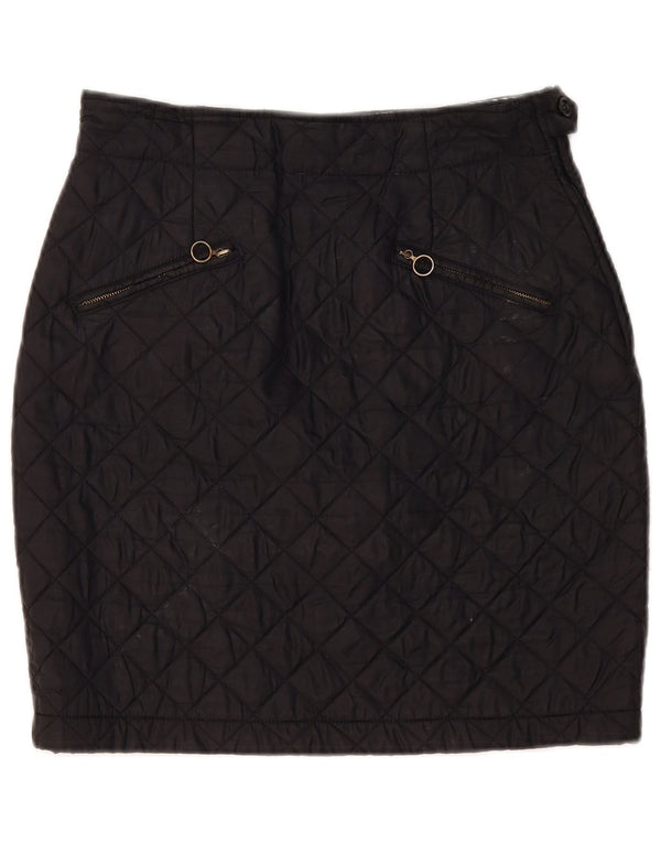Benetton Dame Quiltet Mini Nederdel IT 44 Medium W30 Sort Polyamid
