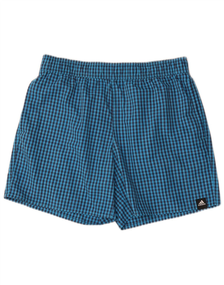 ADIDAS Badeshorts til mænd, store blå Gingham-polyester