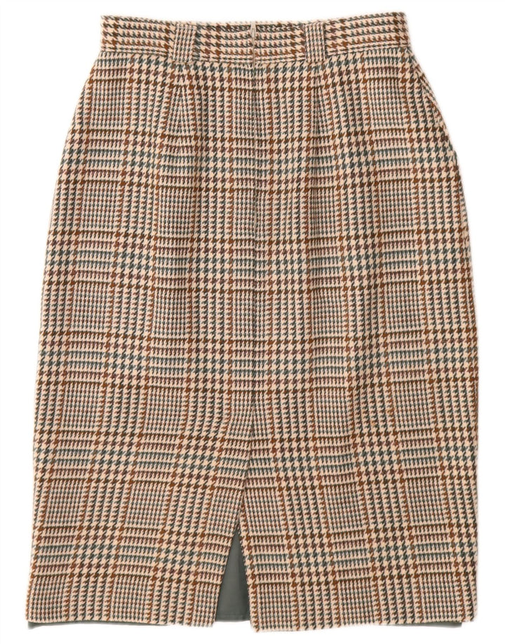 ST MICHAEL Kvinder Pencil Skirt UK 14 Large W28 Beige Houndstooth