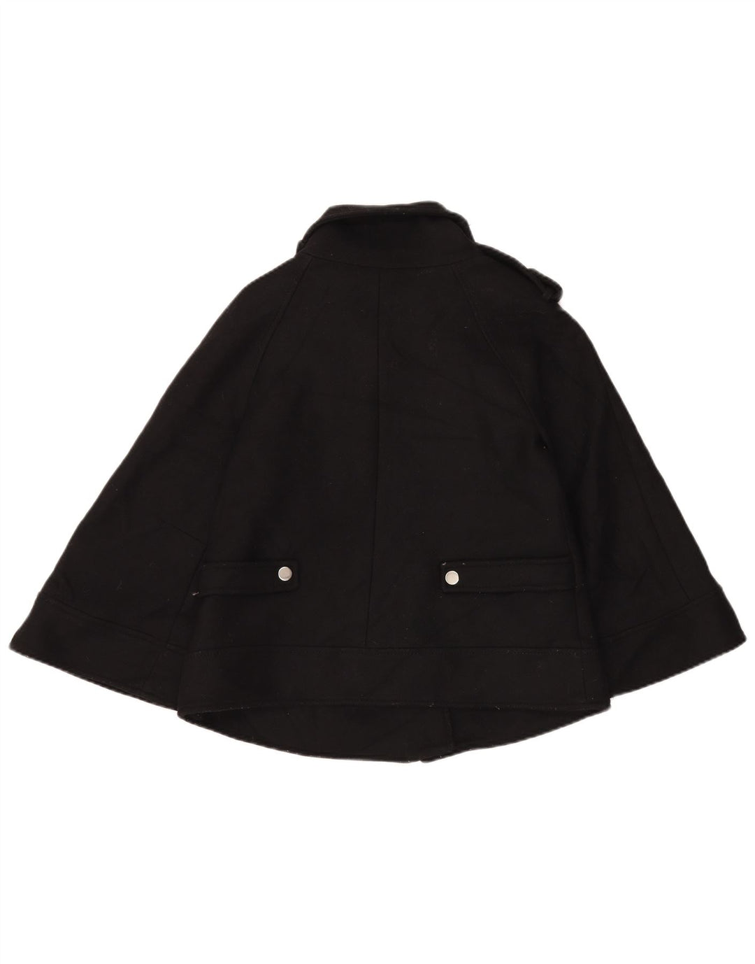 Zara Kvinder Kort Poncho Frakke UK 6 XS Sort Uld