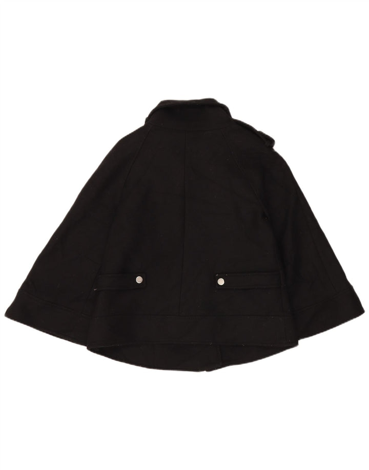 Zara Kvinder Kort Poncho Frakke UK 6 XS Sort Uld