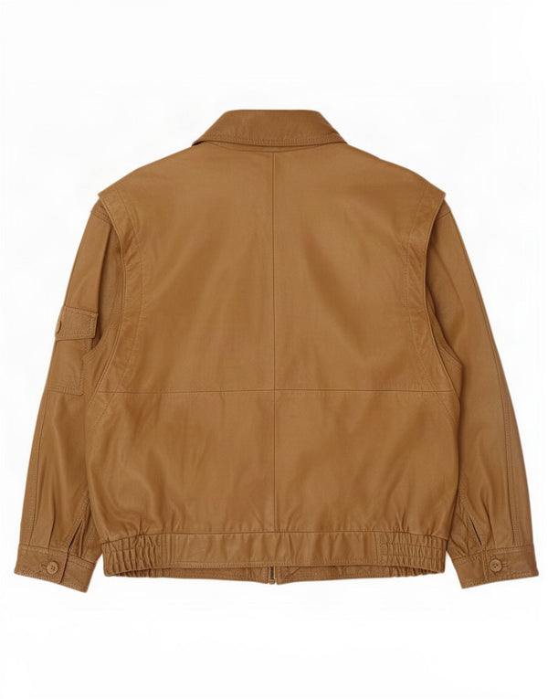 Vintage herre læderjakke IT 54 2XL Brun