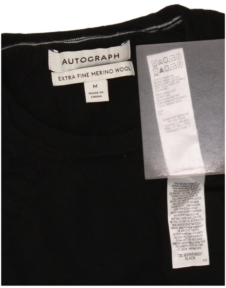 Marks & Spencer Herre Autograph Crew Neck Jumper Sweater Medium Black