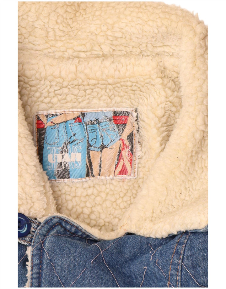 VINTAGE Herre Denim Sherpa Jacket UK 40 Large Blue Cotton Classic