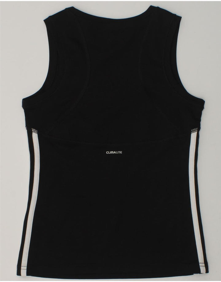 ADIDAS Boys Climalite Graphic T-Shirt Top 9-10 Years Black Polyester Vintage Adidas and Second-Hand Adidas from Messina Hembry 