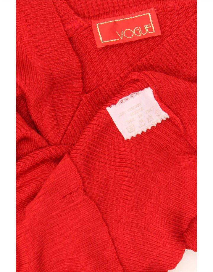 Vogue Dame V-hals sweater UK 14 Stor rød viskose