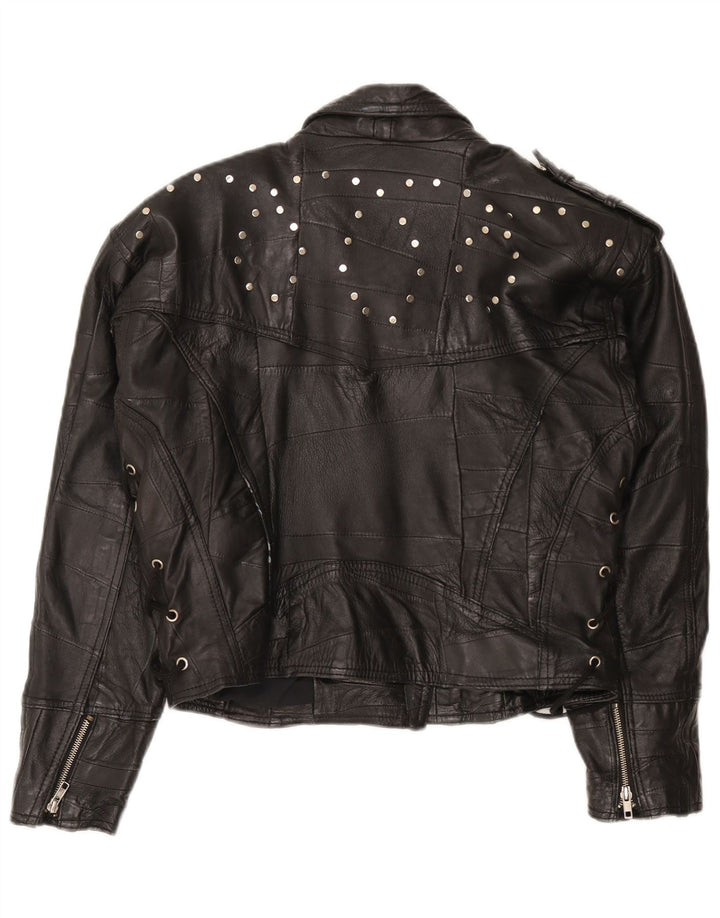 Vintage dame biker læderjakke IT 42 Medium sort læder