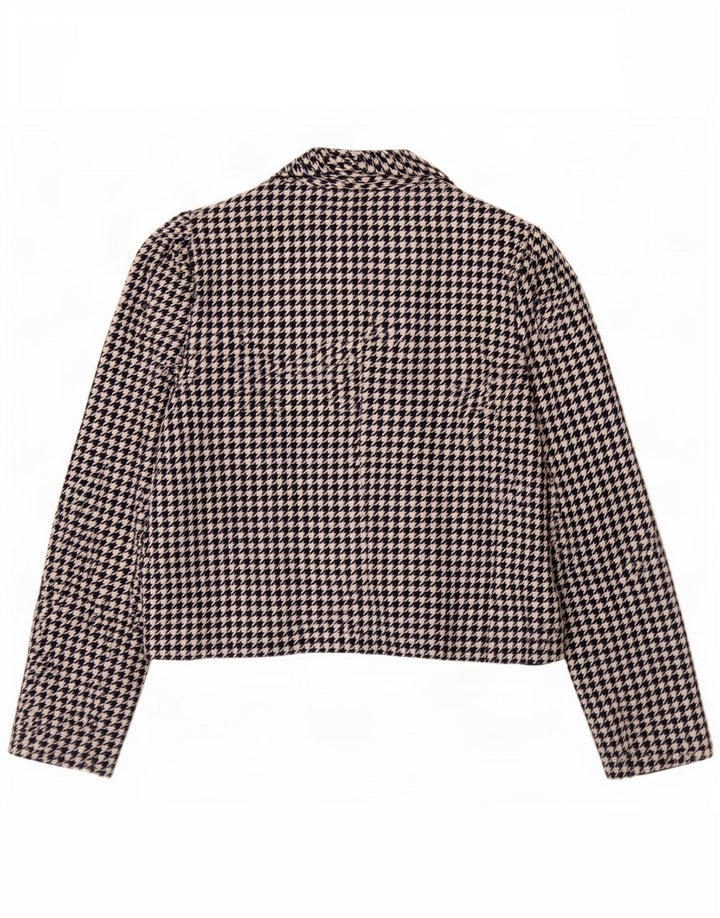 Mona Dame 2 Button Blazer Jacket UK 12 Medium Navy Blue Houndstooth