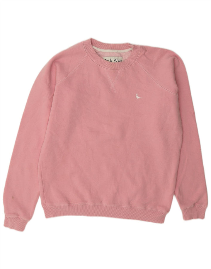 Jack Wills Dame Oversized Sweatshirt Jumper UK 8 Small Pink Bomuld