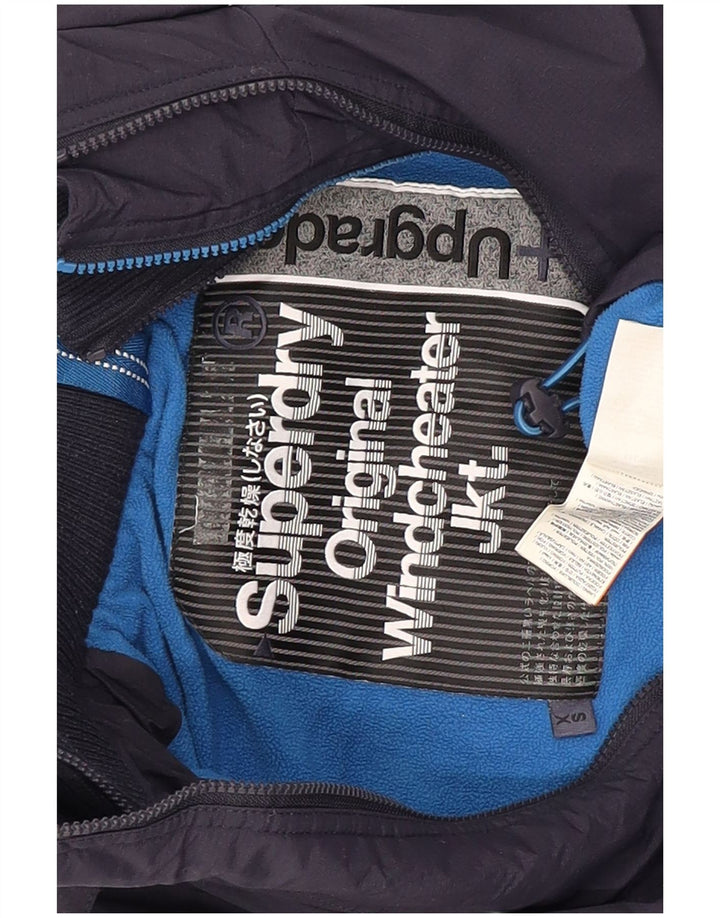 Superdry Windbreaker-jakke med hætte til mænd UK 34 XS Marineblå polyester