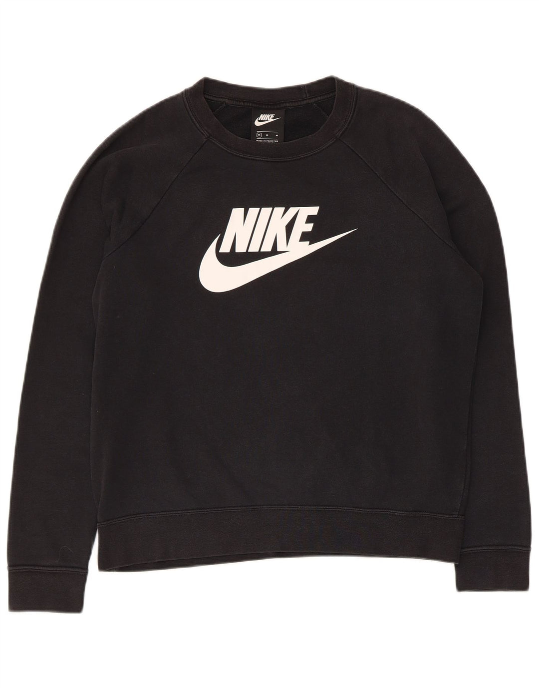 Nike Dame Grafisk Sweatshirt Jumper UK 14 Medium Sort Bomuld