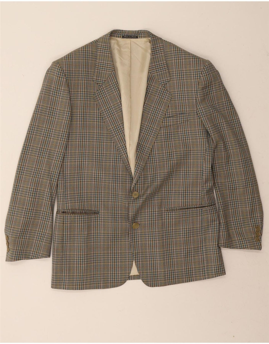 Prandina Herre 2-knaps blazerjakke UK 40 Large Green Houndstooth New Wool