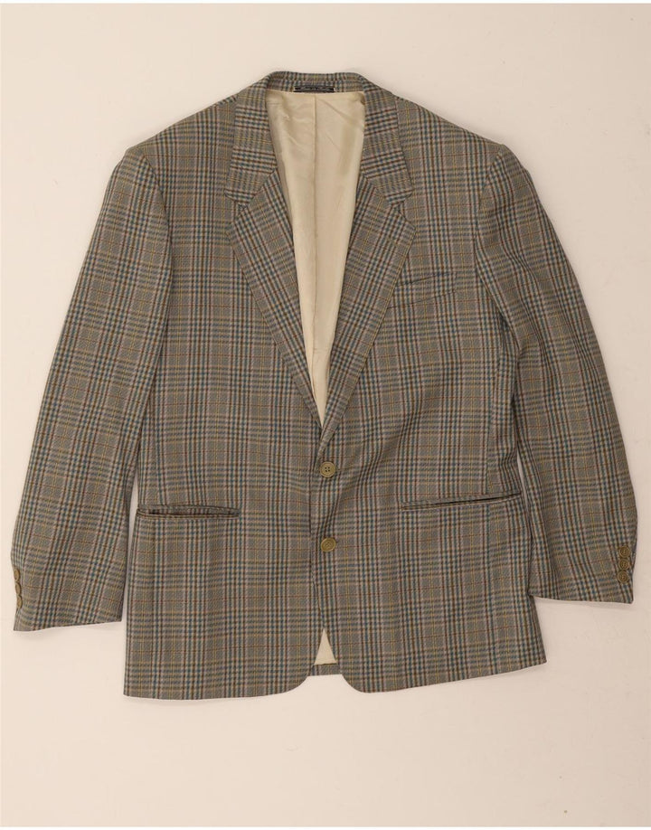 Prandina Herre 2-knaps blazerjakke UK 40 Large Green Houndstooth New Wool