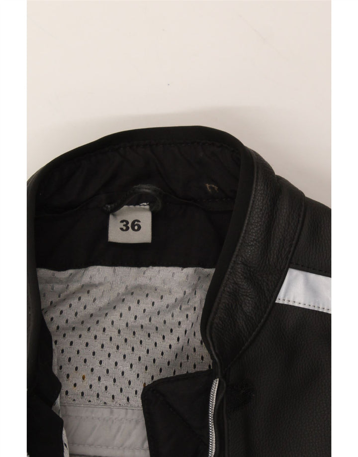 FLM Womens Leather Racer Jacket EU 36 Small Black Colourblock Leather Vintage FLM and Second-Hand FLM from Messina Hembry 