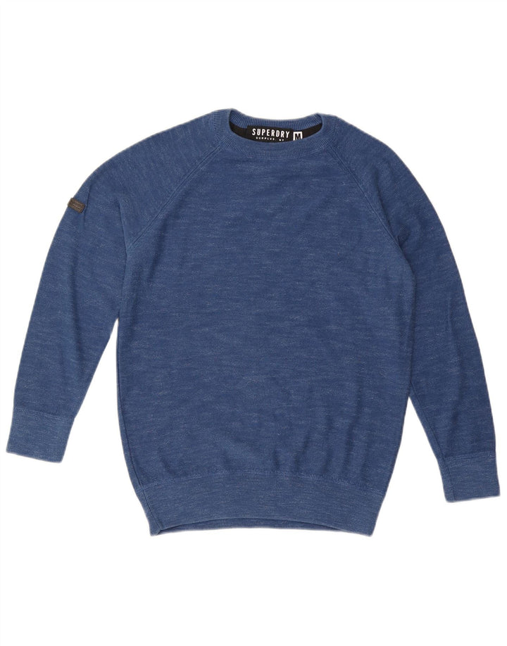 SUPERDRY sweater med rund hals til mænd mellemblå flækket bomuld