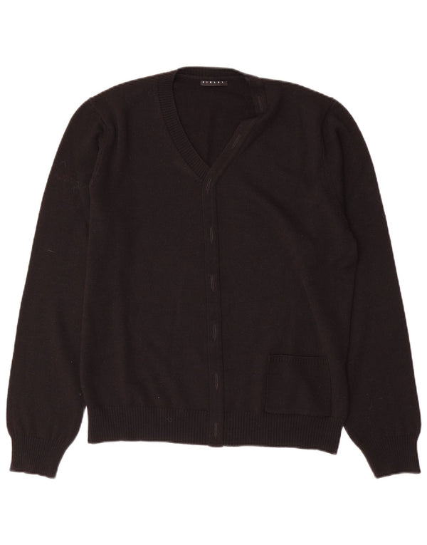 SISLEY Dame V-hals sweater UK 14 Medium Sort Uld