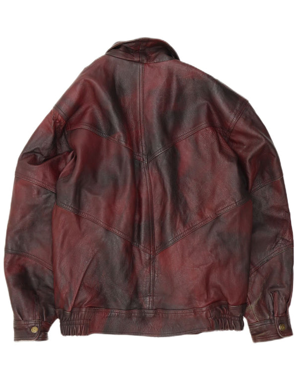 Vintage herre læderjakke UK 42 XL Burgundy Tie Dye