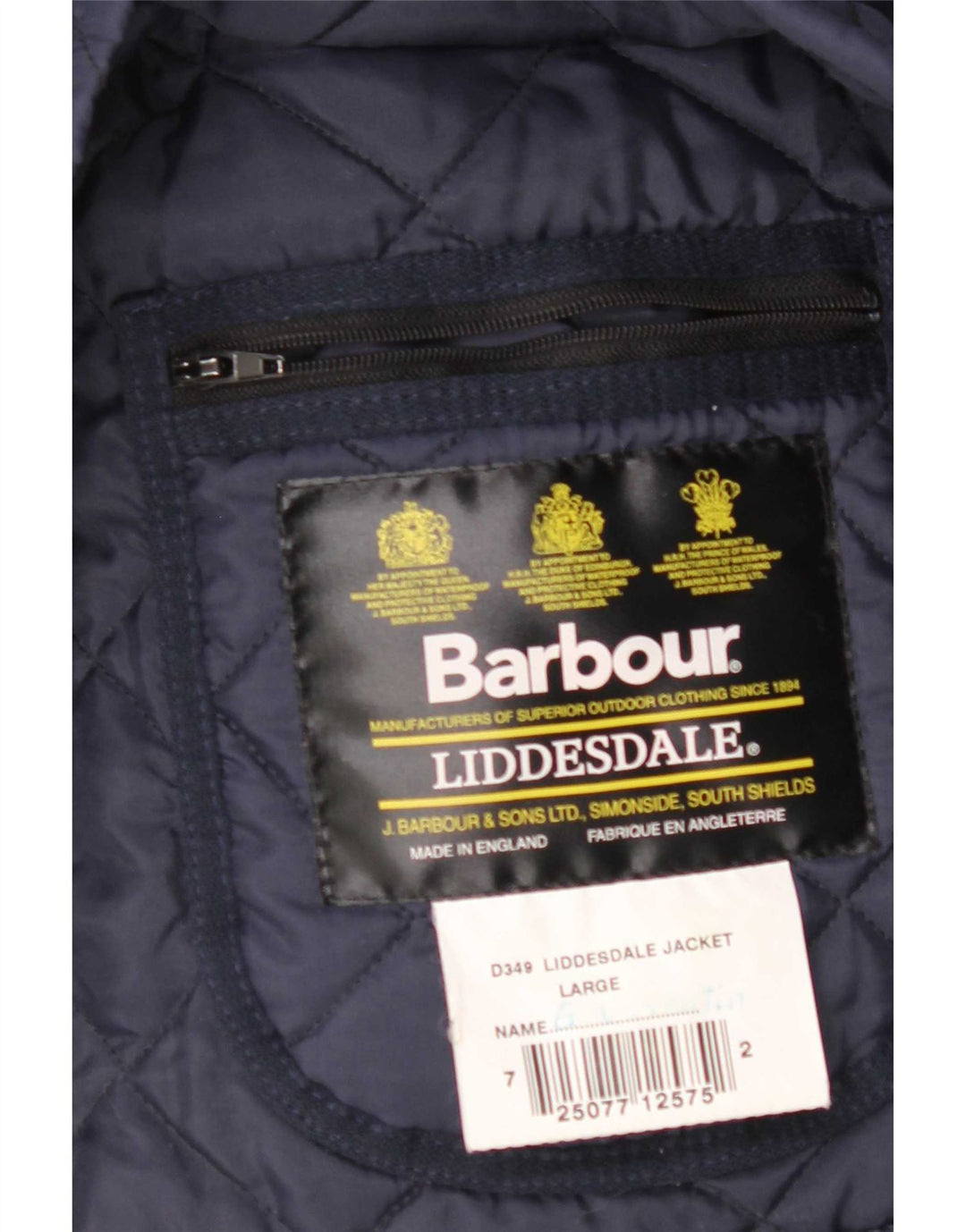 Barbour Herre LIDDESDALE Quiltet jakke UK 40 Large Navy Blue Nylon