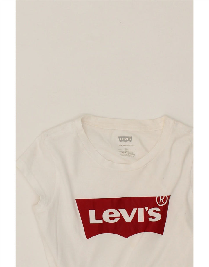 LEVI'S Girls Graphic T-Shirt Top 11-12 Years White Vintage Levi's and Second-Hand Levi's from Messina Hembry 