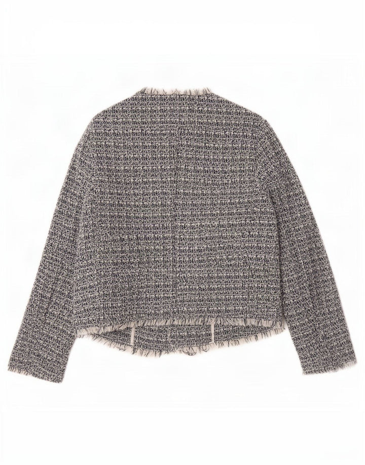 Benetton Dame 3-knaps blazerjakke UK 8 Small Navy Blue Flecked Bomuld