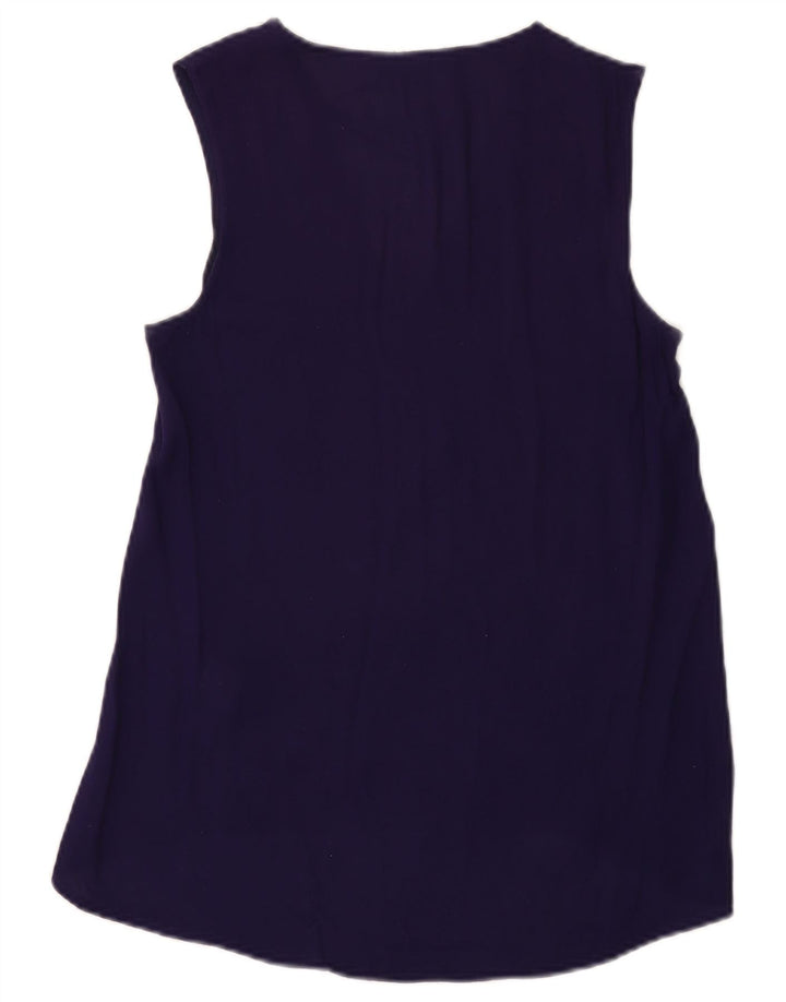 Zara Dame Bluse Top UK 10 Small Navy Blue Polyester