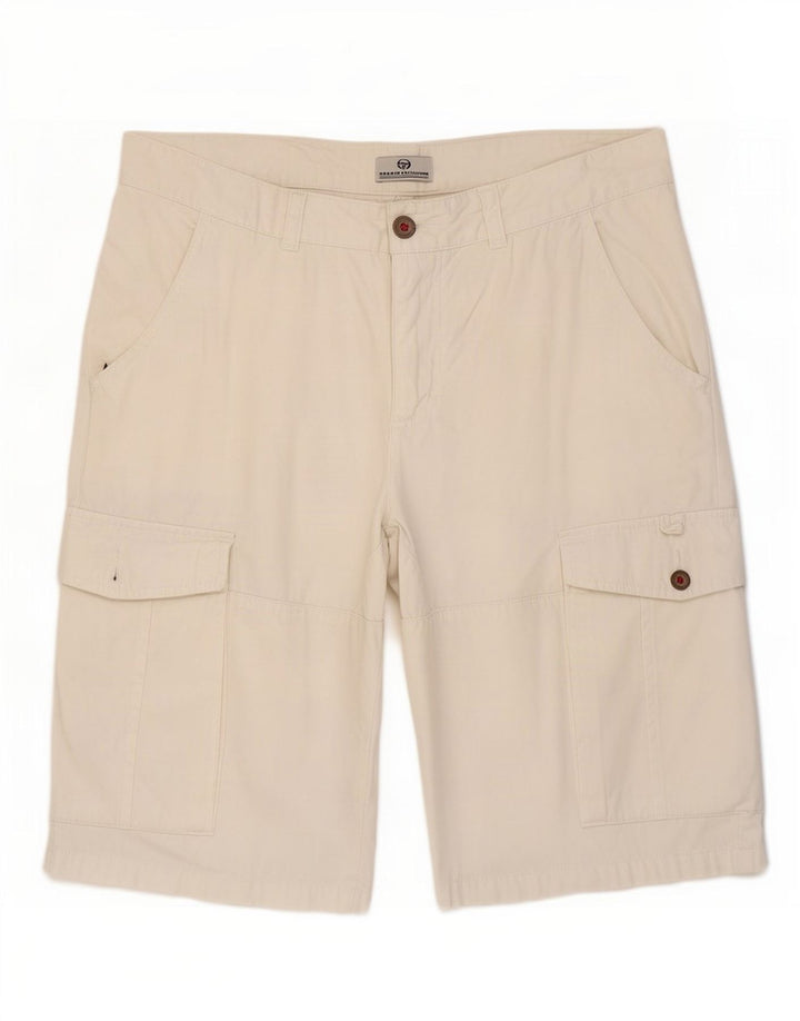 Sergio Tacchini Herre Cargo Shorts IT 48 Medium W32 Hvid Bomuld