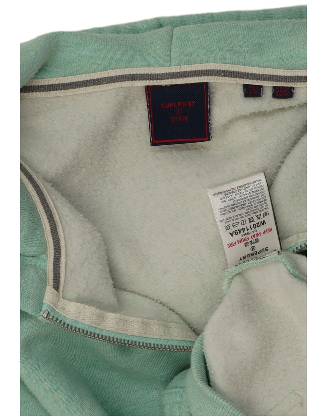 SUPERDRY hættetrøje til kvinder med lynlås UK 12 Mellemgrøn bomuld