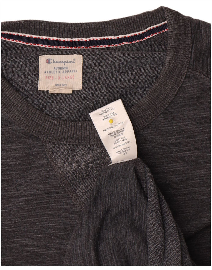Champion Herre Sweatshirt Jumper XL Grå Flecked Bomuld