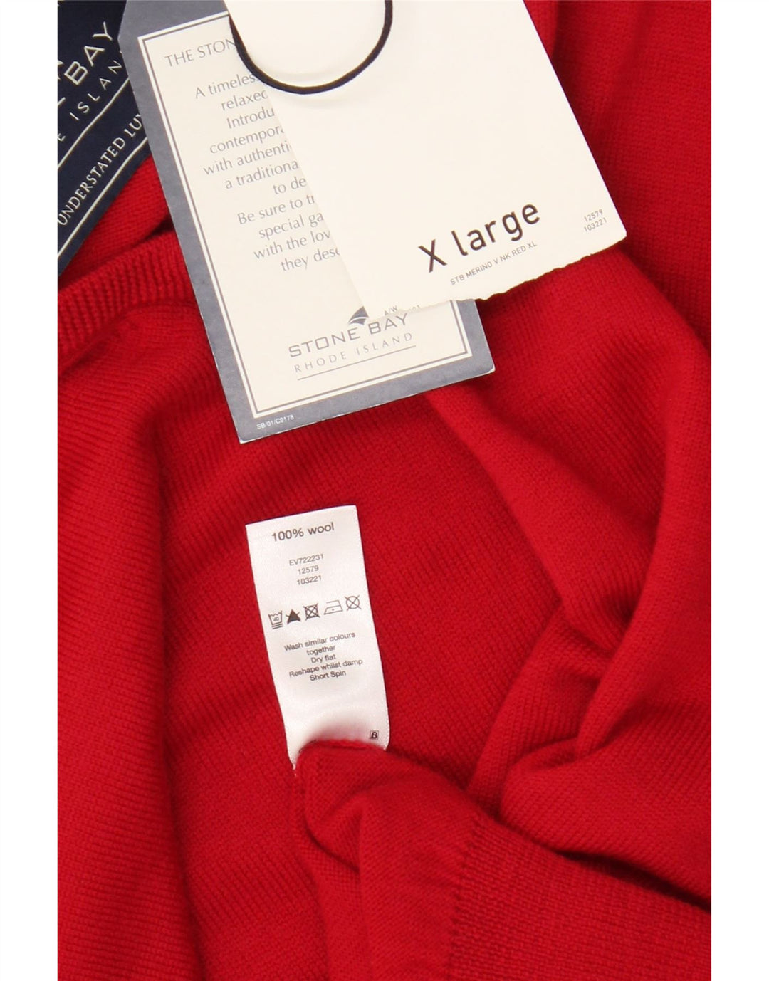 Stone Bay Herre V-hals sweater XL Rød Merinould
