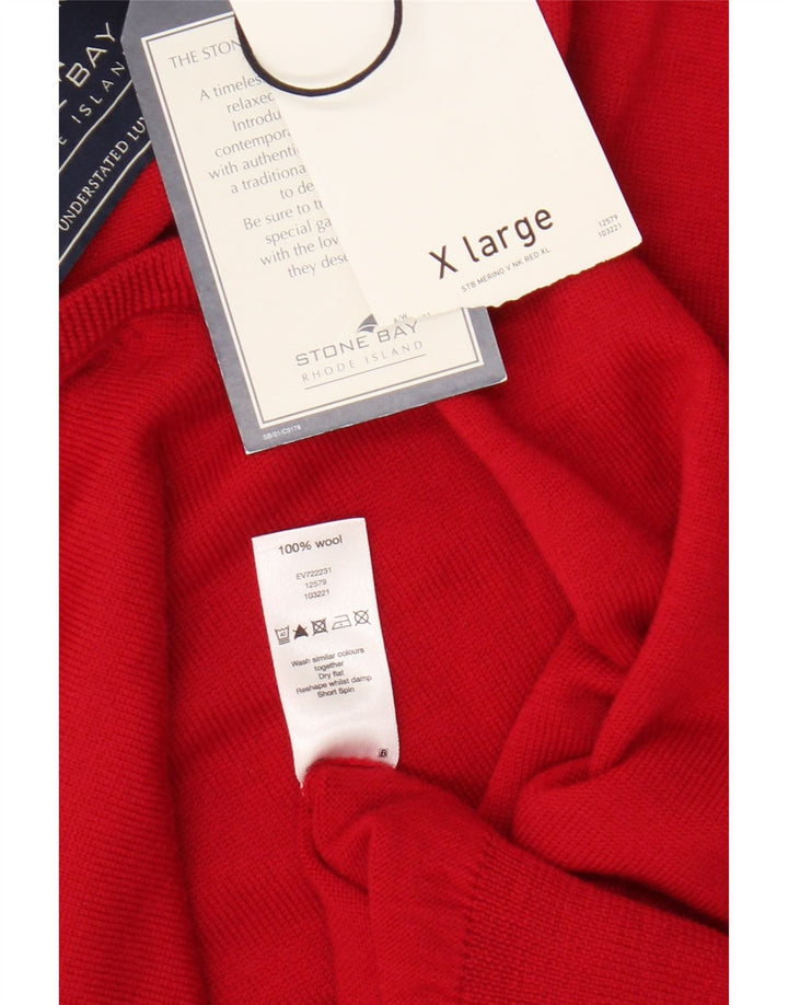 Stone Bay Herre V-hals sweater XL Rød Merinould