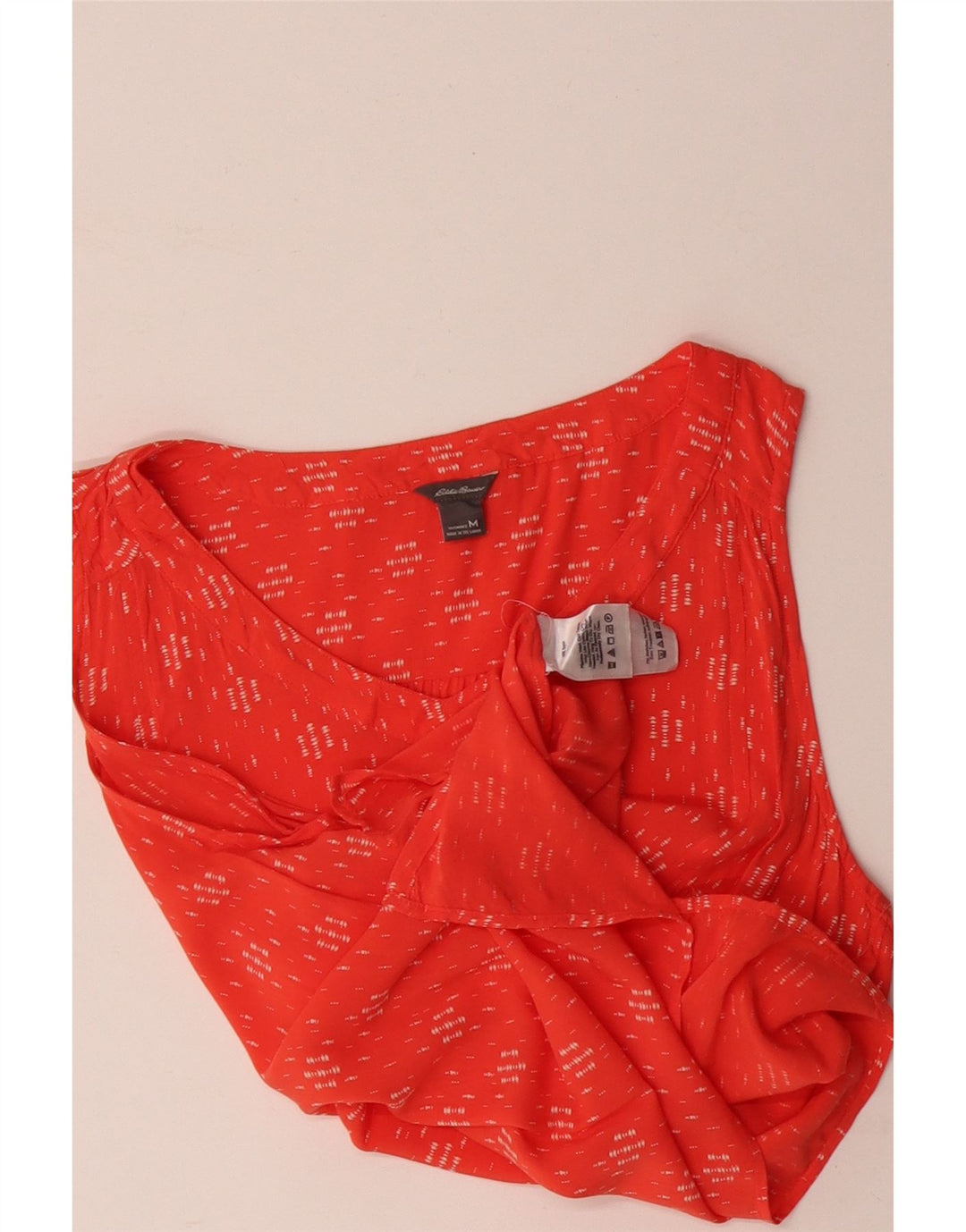 Eddie Bauer Damebluse Top UK 14 Medium Orange Geometrisk Rayon