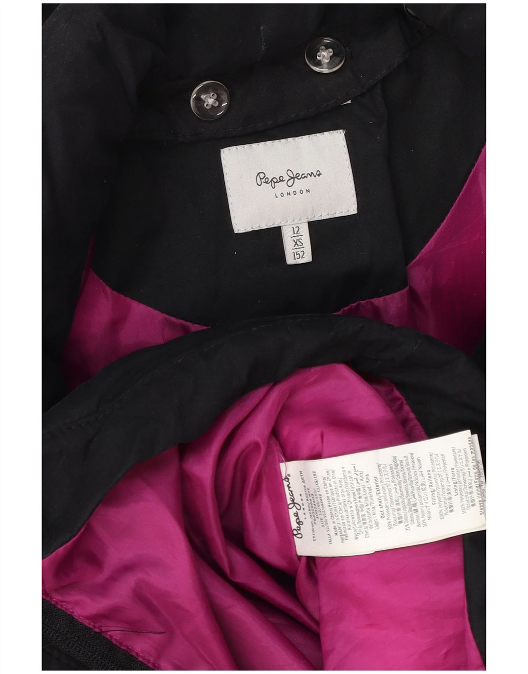 PEPE Jeans Piger Polstret Hættejakke 11-12 År XS Sort Polyester