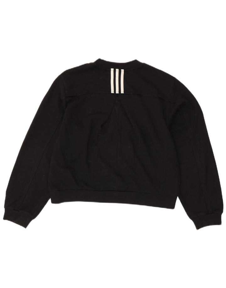 ADIDAS Womens Crop Oversized Sweatshirt Jumper UK 8/10 Small Black