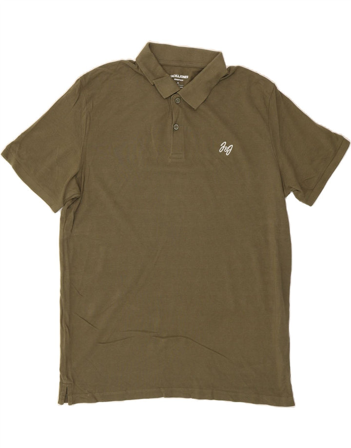 JACK & JONES Mens Polo Shirt XL Khaki Cotton Vintage Jack & Jones and Second-Hand Jack & Jones from Messina Hembry 