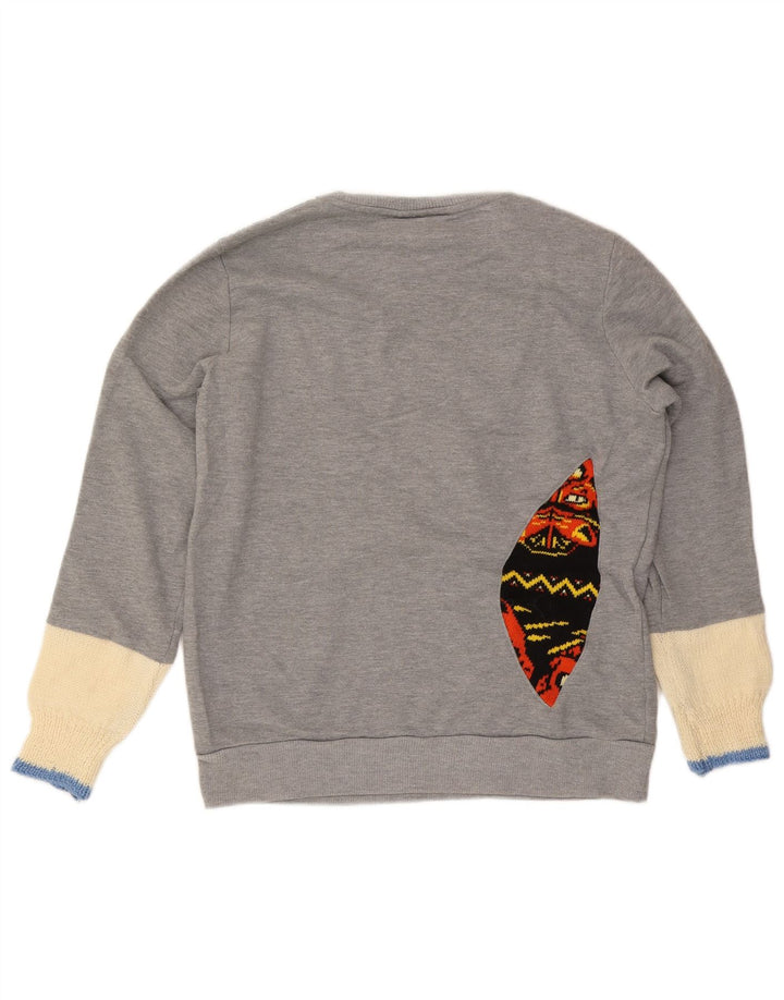 Fila Dame Grafisk Sweatshirt Jumper UK 16 Large Grey Colourblock