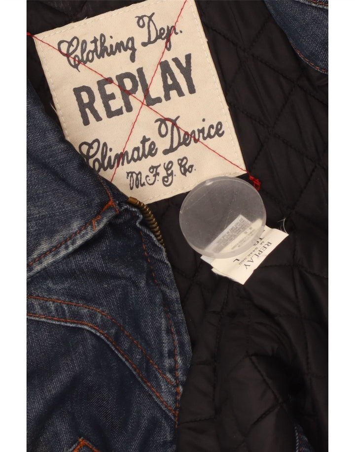 REPLAY Dame denimjakke UK 16 Large Navy Blue Cotton